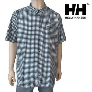 Helly Hansen Fjord Shirt Activity Two Tone Blue Plaid Lightweight Versatile NWOT